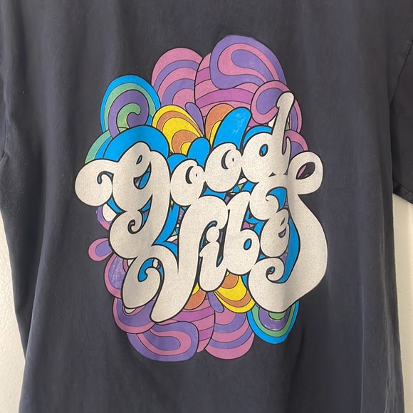 Good Vibes Medium blue t shirt tee 100% cotton boho - Picture 2 of 6